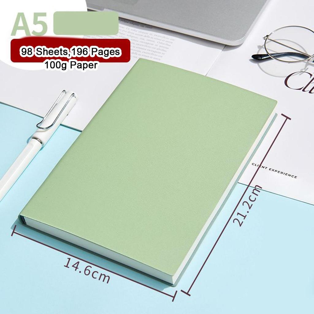 A5/B5 Soft Leather Study Notebook, Lined Pages, Business Meeting Record Book, Notepad, Student Diary, 98 Sheets, 196 Pages