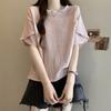 Short-sleeved T-shirt for Women In Summer Korean Style Loose Women's Design Niche Petal Sleeve Versatile Top