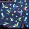 Glow in The Dark Wall Sticker, Hummingbirds Flowers Luminous Wall Decal, Waterproof Self Adhesive Sticker for Kids Room Nursery