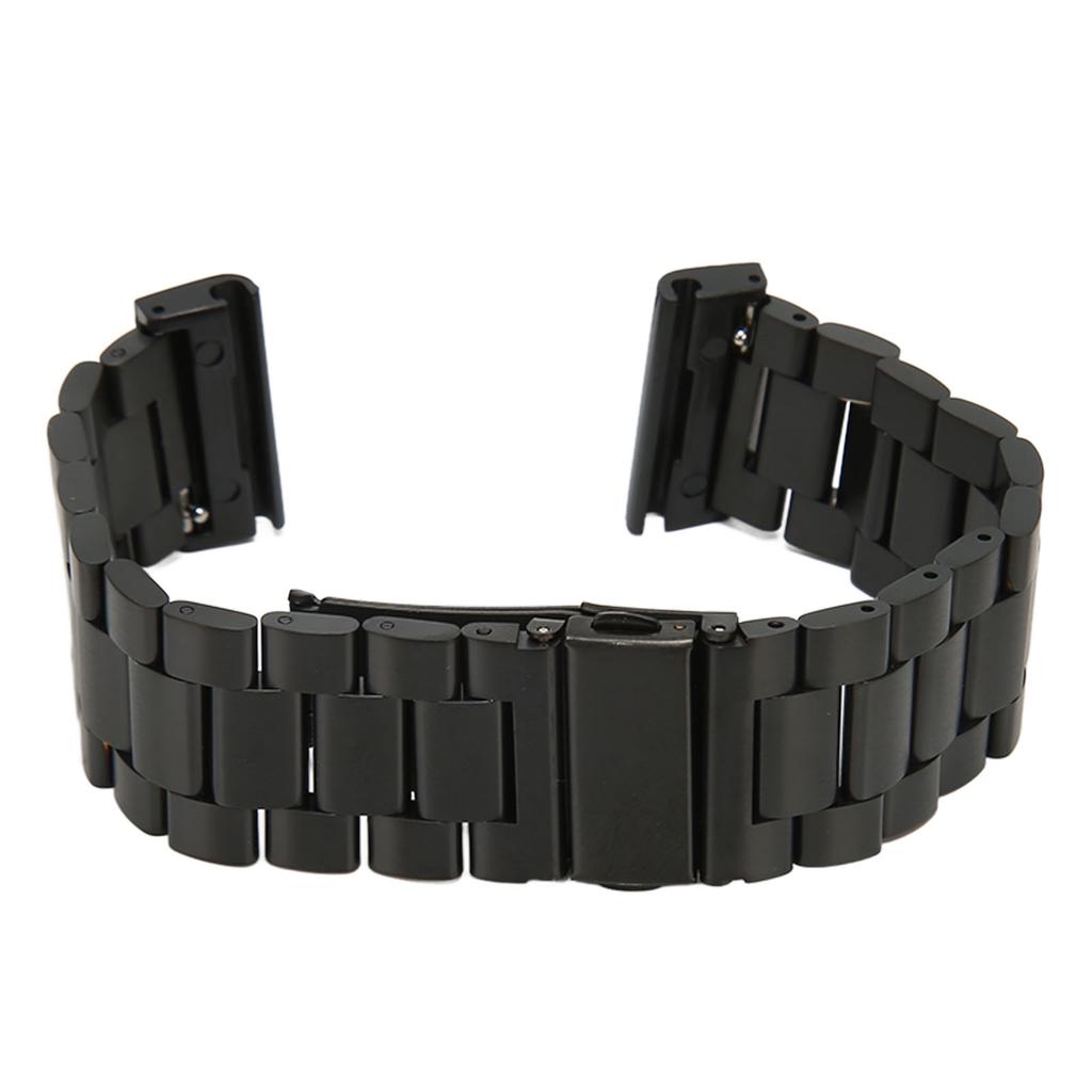 Stainless Steel Watchband Adjustable Replacement Watch Strap with 2 Snap Fastener 26mm for Fenix 7X 6X 5X Black