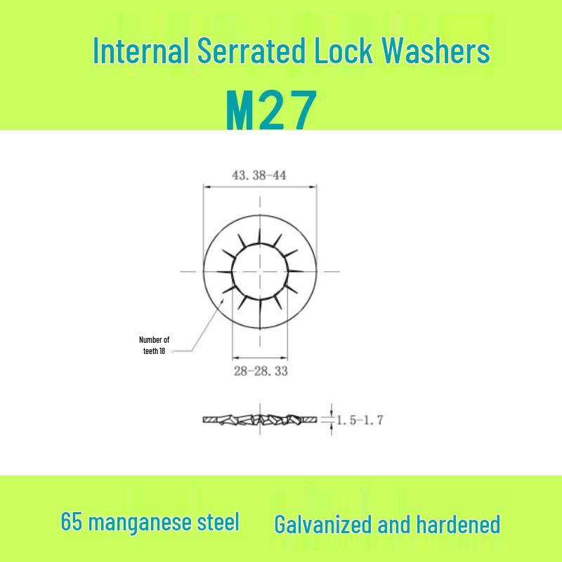 M3-M30 Blackened 65 Manganese Steel Multi-Tooth Inner Lock Washer (GB861.2)