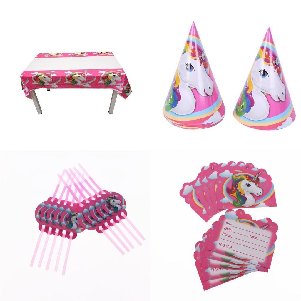 Enchanting Unicorn Kids Birthday Party Supplies Complete With Delightful Plates And Tablecloth