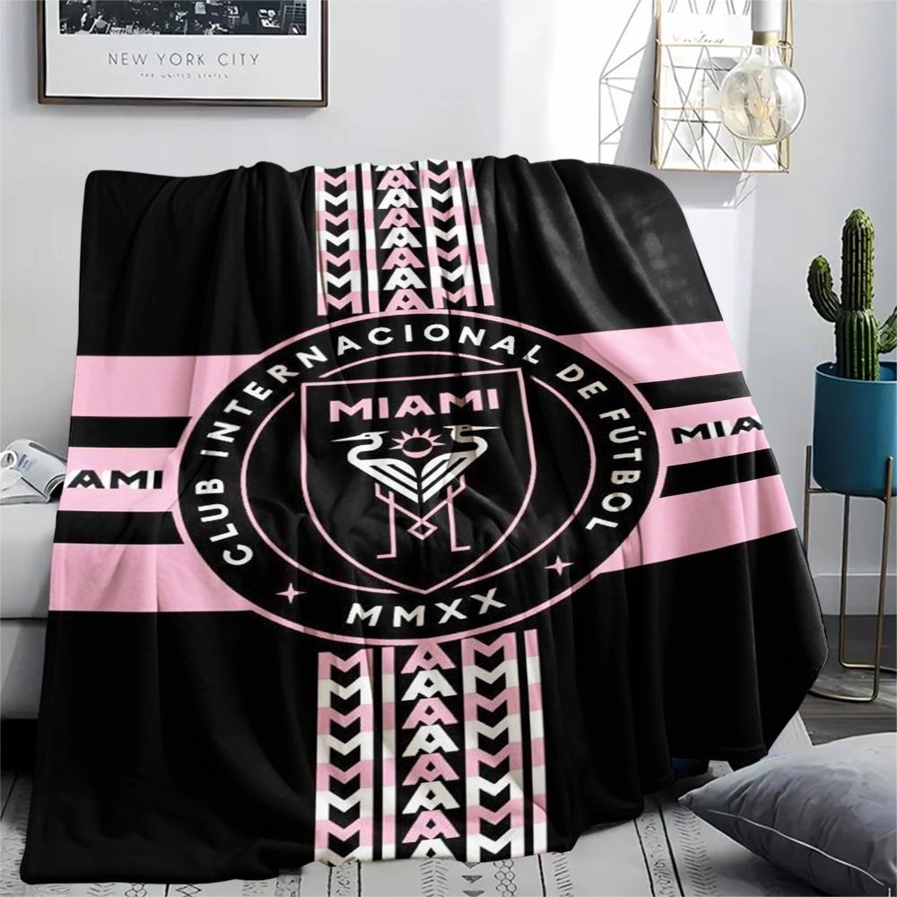 1Pc InterMiami Nacional Print Flannel Blanket High Quality Warm Comfortable Cover for All Seasons Perfect for Gifts Home Decor