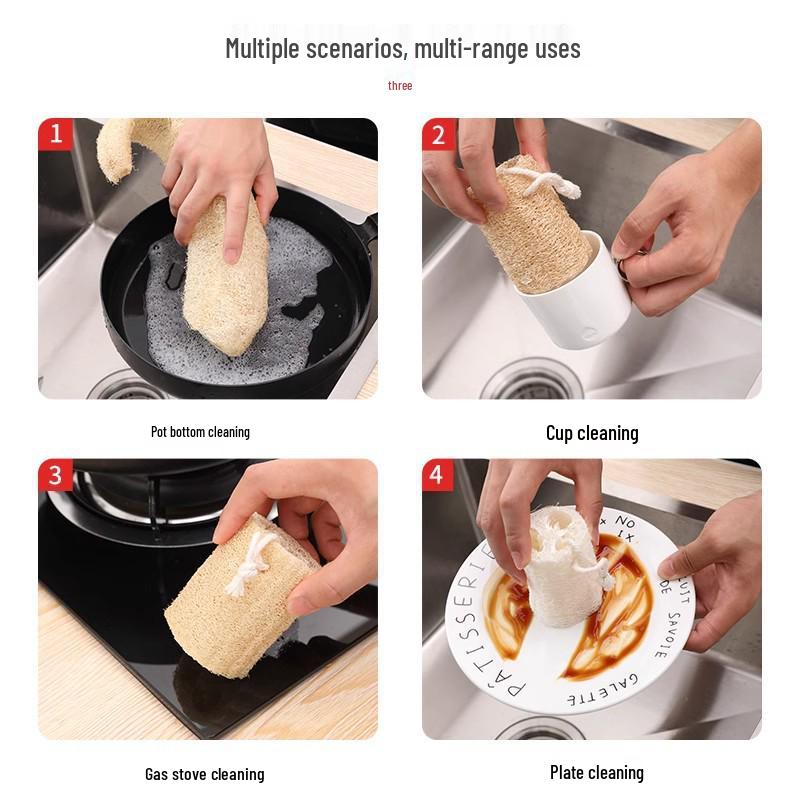 Natural Loofah Kitchen Scrubber Cloth for Dishes and Pots