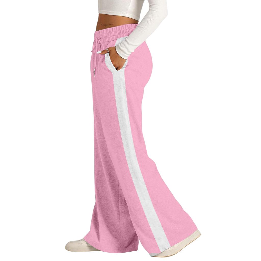 Women's Casual Fashion Solid Color Elastic Waist Drawstring Workwear Wide Leg Pants With Pockets