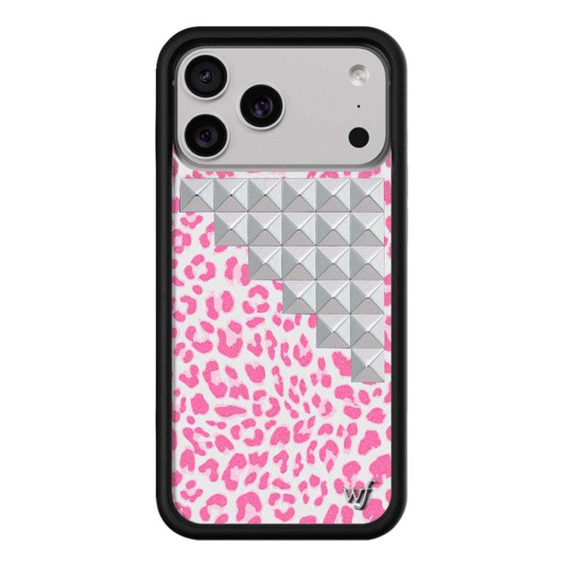 New Wildflower 3D Silver Solid Rivet Leopard Phone Case For iPhone 15 13 12 14 17 16 Pro Max Plus Fashion Flower Rivet Wf Cover