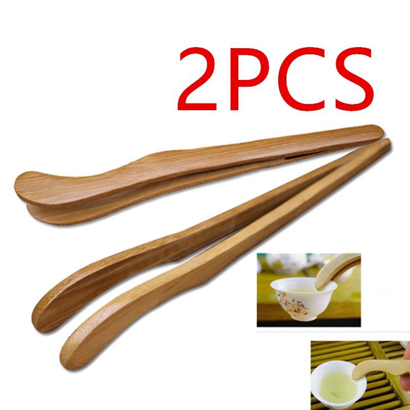 2Pcs  Hot   Natural Bamboo Tea Clip Handmade Carbonize Tea Tweezer