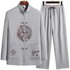 Spring Summer Male Printing Chinese Style Long Sleeves Shirts Trouser Sportswear Men's Casual Sets Shirts + Pants
