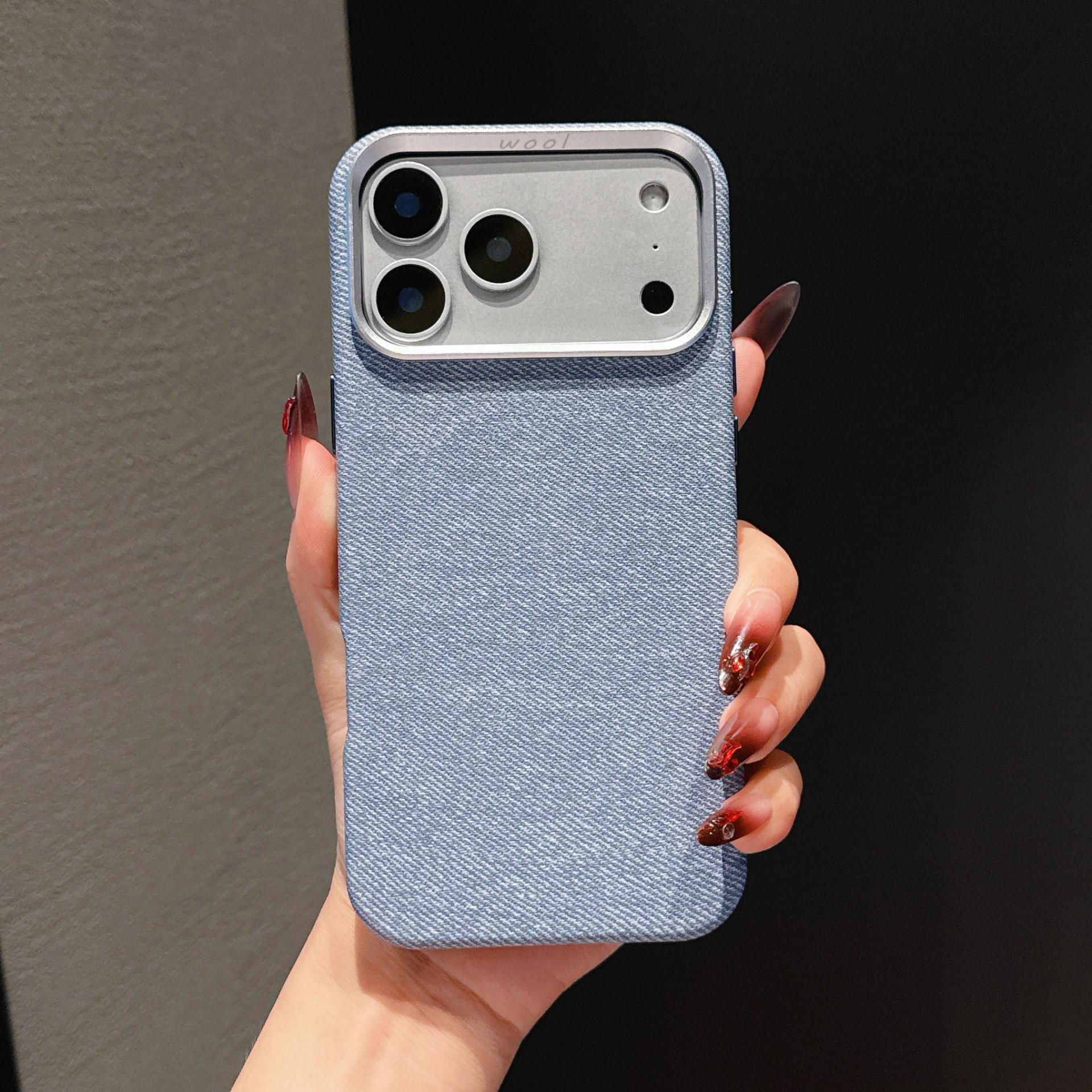 iPhone 17 Linen Fabric Case - Full Coverage Anti-Drop Metal Frame Protective Cover for iPhone 17 Pro. iPhone 17 Pro