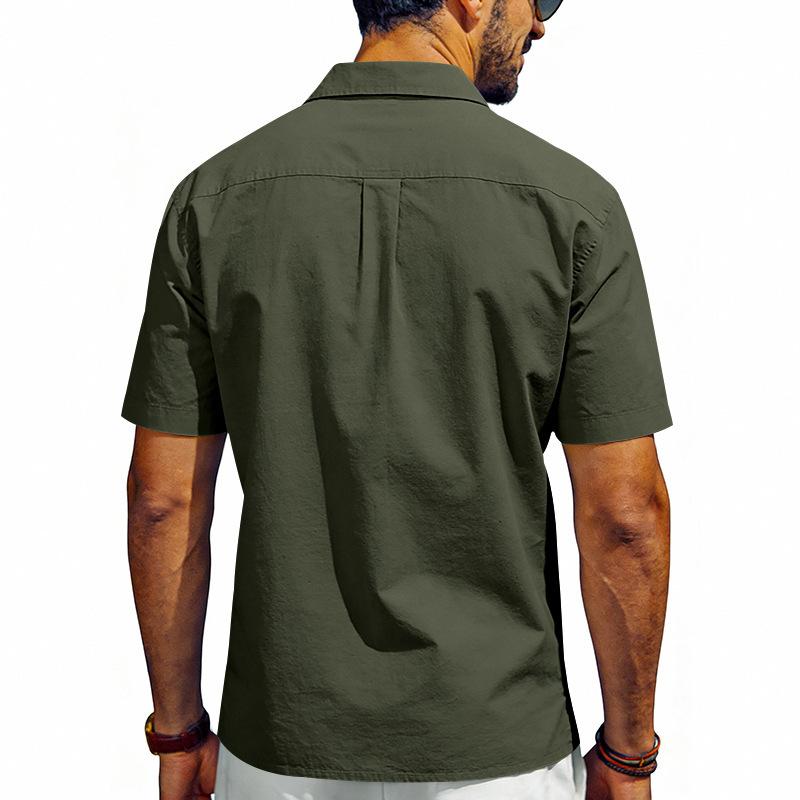 Men's Casual Short Sleeve Button Down Shirts Workwear Style Turn Down Collar Chest Pocket Blouse Tops for Daily Vacation Beach