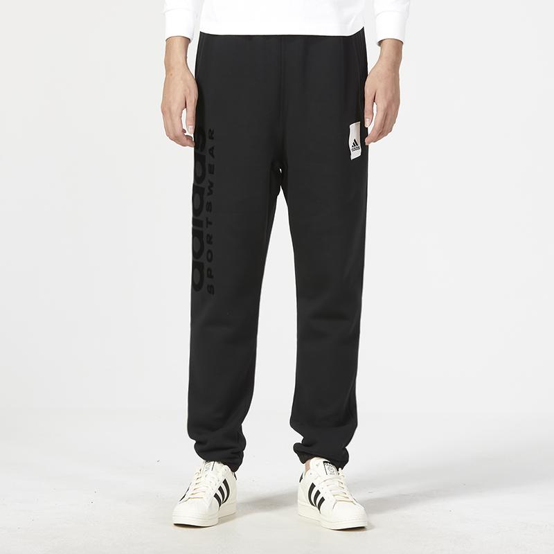 Adidas Logo Print Casual Joggers Men Bottoms Black IA9367