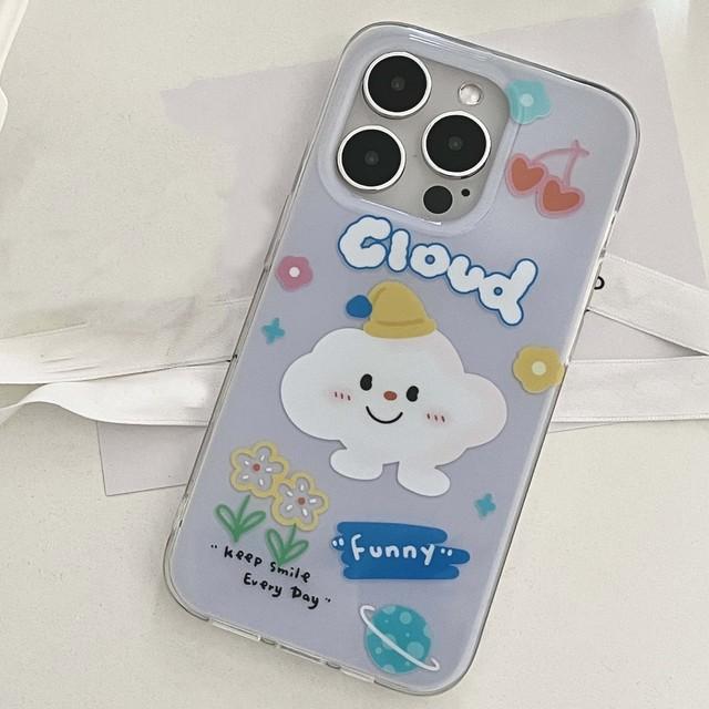 

Чехол для телефона Cloud Smiley Cherry Flower с рисунком Imd для Iphone 11 12 Promax 13 14 Pro Max, милый милый чехол на заднюю панель Fundas for iphone 11PROMAX