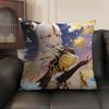 Ningguang Genshin Impact Cushion Cover Natural Linen Organic Fabric Double-Sided Printing Sofa Home Decor Gift Pillow Case