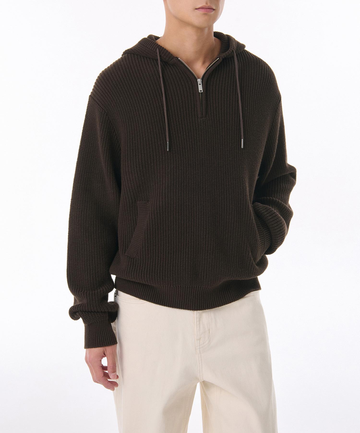 Musinsa Standard Ribbed Hooded Knit [Brown] Brown/M