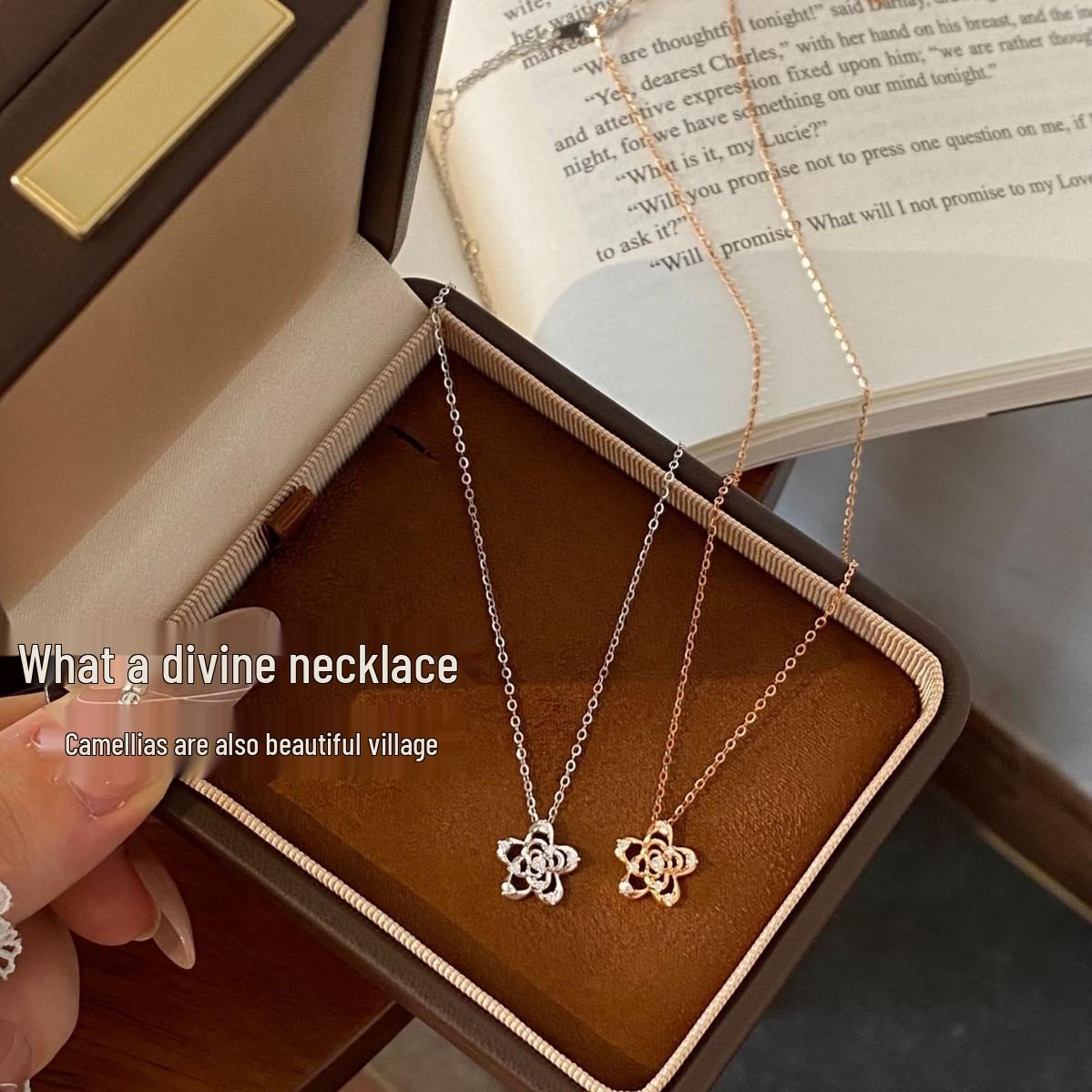 

Колье из стерлингового серебра 925 пробы с филигранным цветком камелии - Элегантное и модное, фаворит Xiaohongshu 925 Silver серебряный