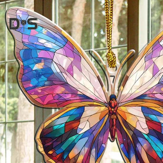 Akrylová barevná závěsná dekorace motýl Oboustranný interiér Venkovní vánoční stromeček Nástěnný závěsný přívěsek zvířátka