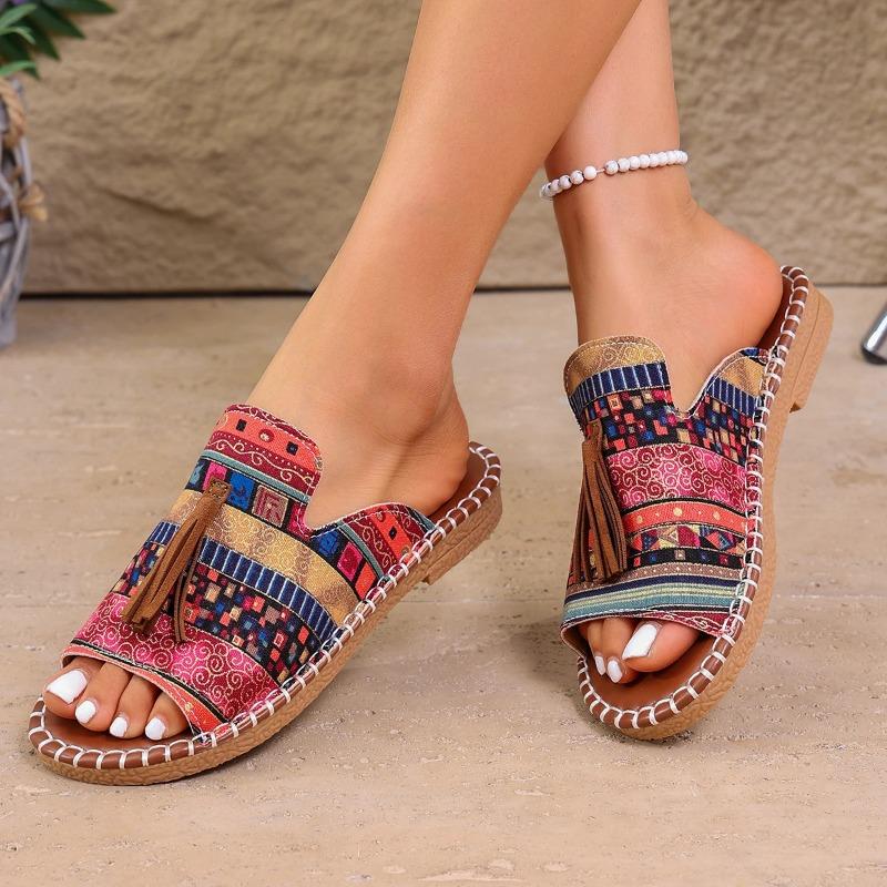 Women Slippers Summer Casual Beach Holiday Slippers New Fashion Fringe Outdoor Flat Shoes Open Toe Sandals for Women