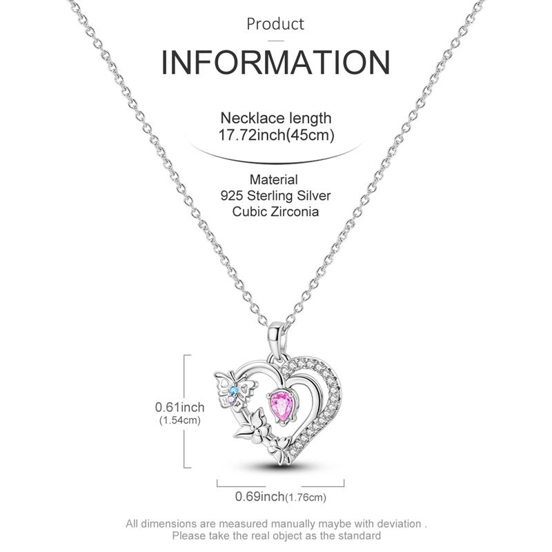 New Copper Necklace Zircon Heart Interlocking Pendant Necklace For Women Wedding Birthday Party Jewelry Gifts