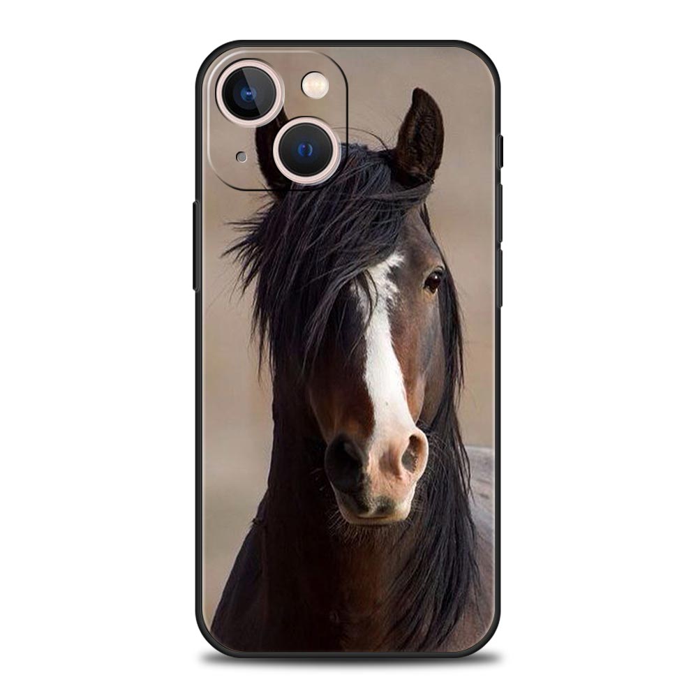 Horse Phone Case For iPhone 17 16 15 Pro Max 11 12 13 14 7 8 Plus SE 2020 X XR XS Cover Soft Black