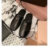 Sheepskin Version~ Wearing Miu Fashionable Bag Head Lazy One Pedal Flat-bottomed Slippers Women's Leather Half Slippers Sandals