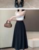 Summer 2025 Women's Black A-Line Pleated Umbrella Skirt - Flattering, Long, and Trendy
