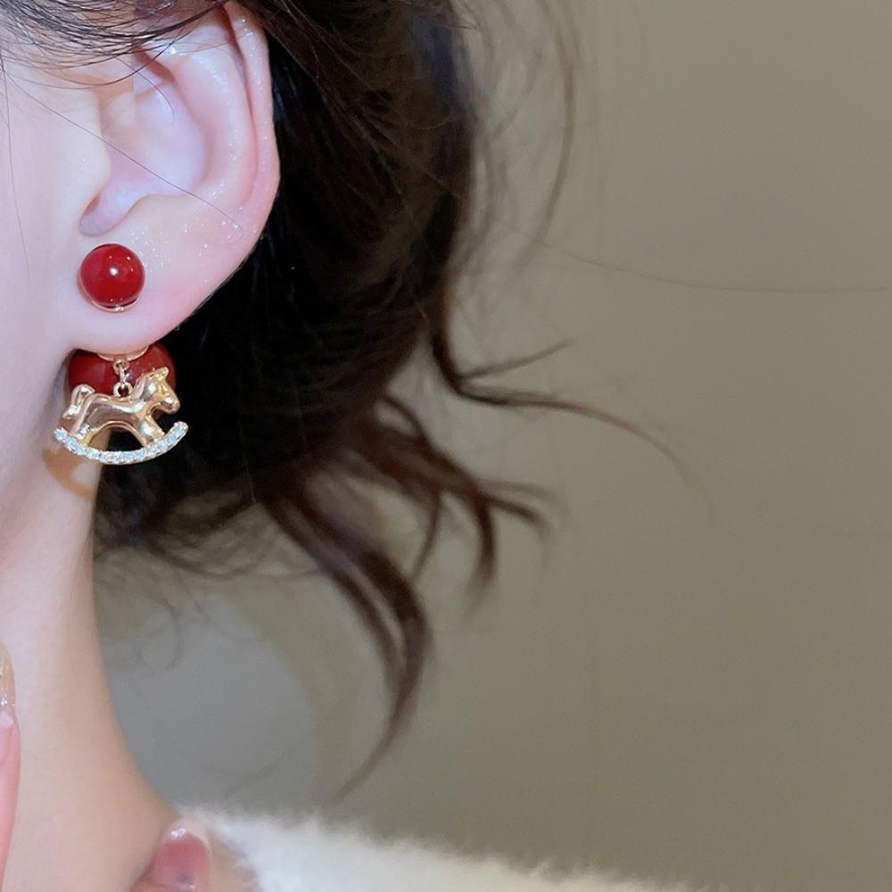 Chinese Horse New Year Zodiac Horse Earrings Rocking Pony Drop Earrings Cartoon Pony Earrings  Girl