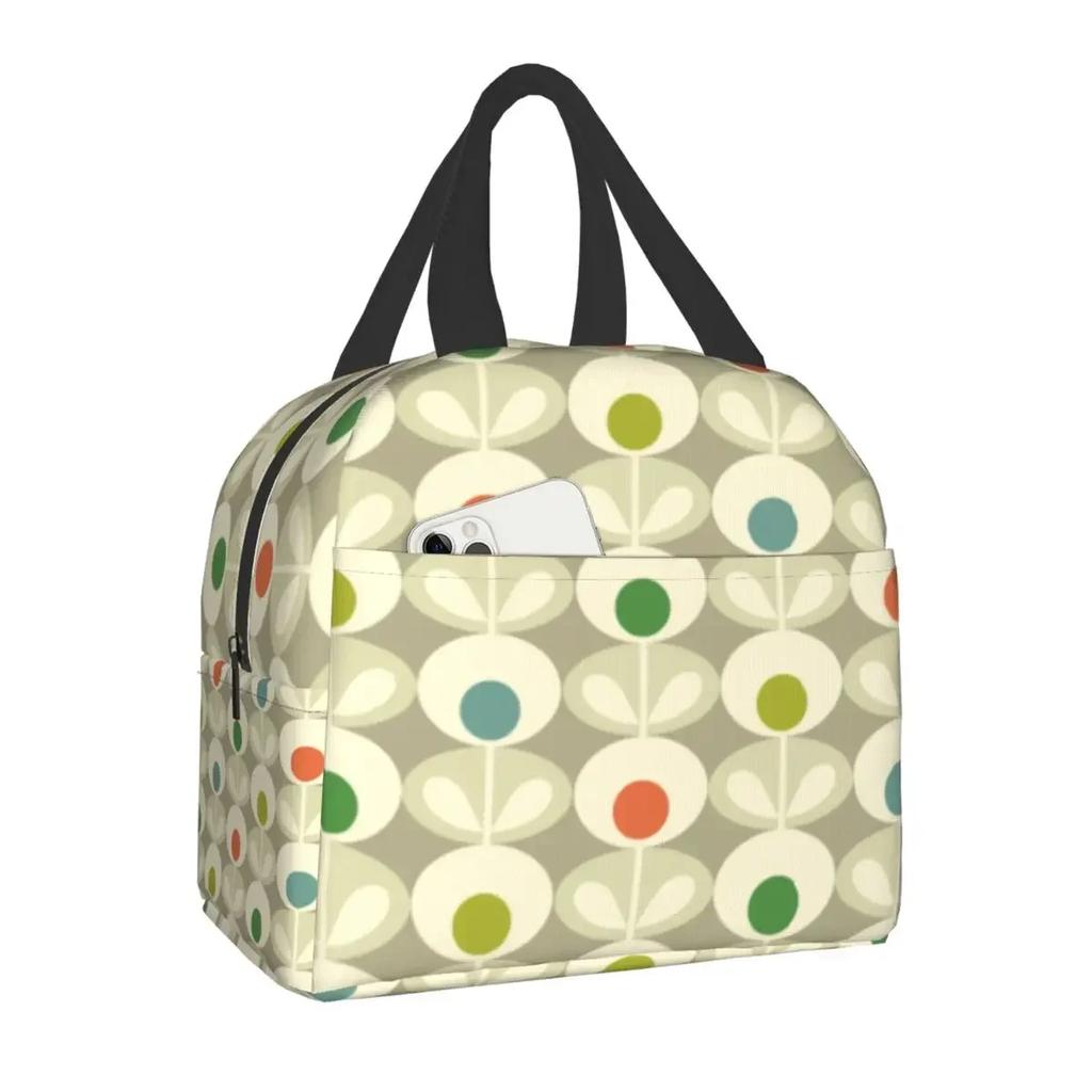 Orla Kiely Multi Stem Thermal Insulated Lunch Bag Scandinavian Flower Portable Lunch Tote for Outdoor Picnic Storage Food Box