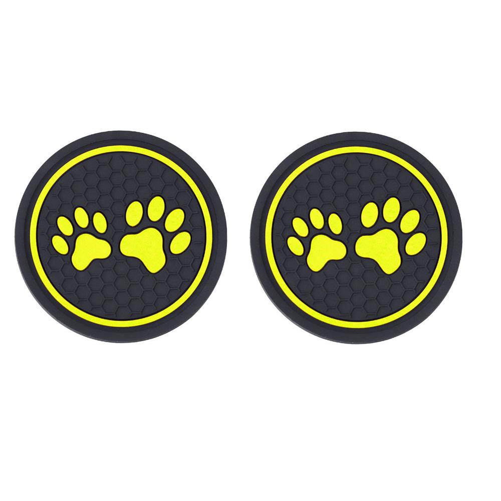 2Pcs Non-slip Car Water Cup Pad Cat Paw Footprint Rubber Mat for Bottle Holder Coaster Auto Interior Anti-skid Cup Holders