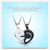 Qixi Valentine's Day Couple Heart Key Patchwork Black & White Matching Necklace
