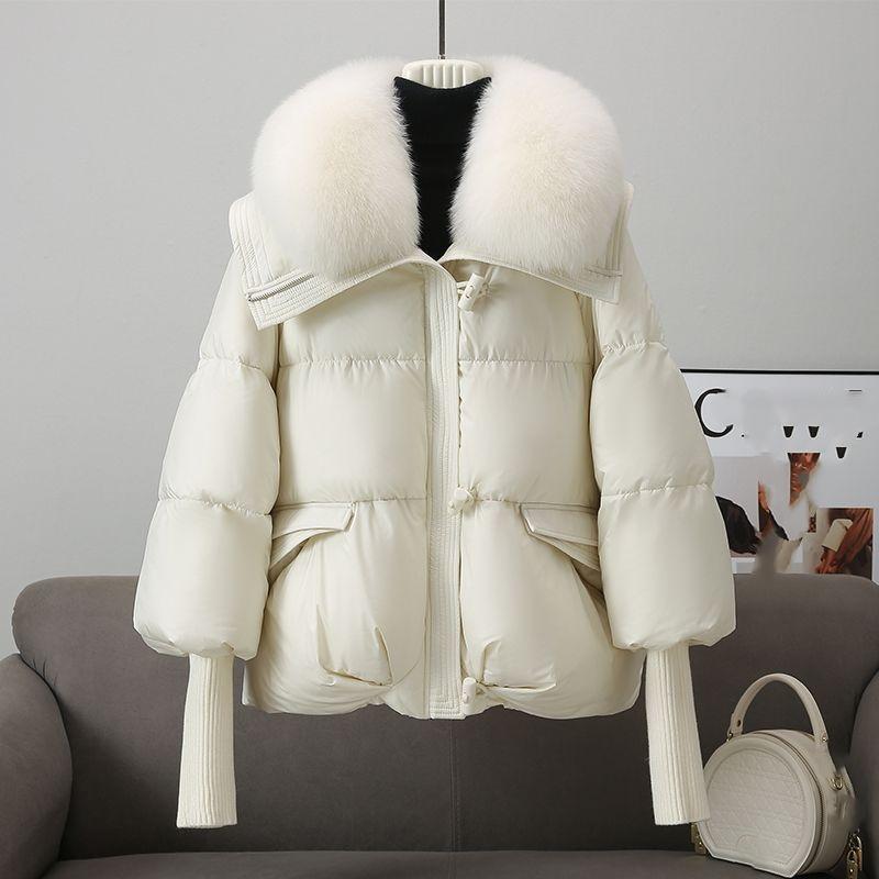 

Пуховик Зимний Западный Стиль Утепленный Короткий Свободный Меховой Воротник Пуховик Пуховик Куртка XXL белый