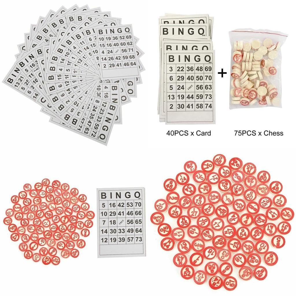 40+75 Bingo Entertainment Set For Children With 40 Bingo Cards And 75 Checkers