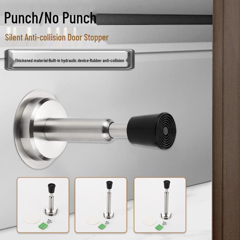 Thickened Stainless Steel Silent Door Stopper with Hydraulic Buffer