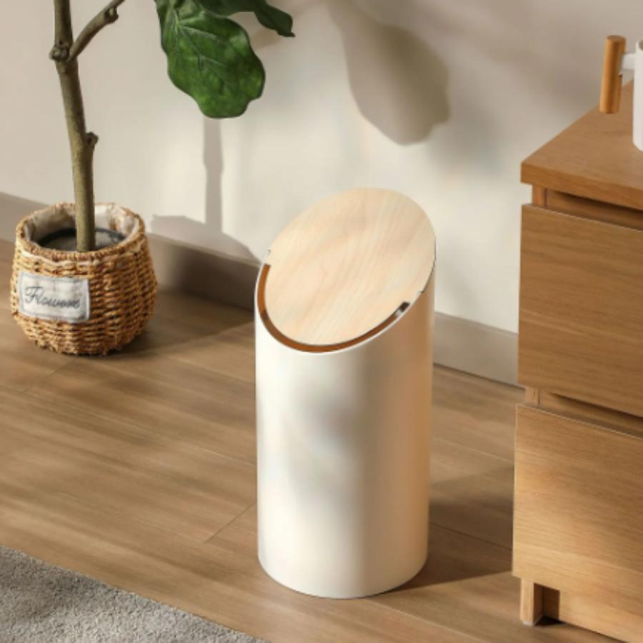 

Wooden Lid Trash Can 9L Toilet Garbage Container Household Recycle Dustbin Nordic Home Decorative Bathroom Office Wastebasket белый