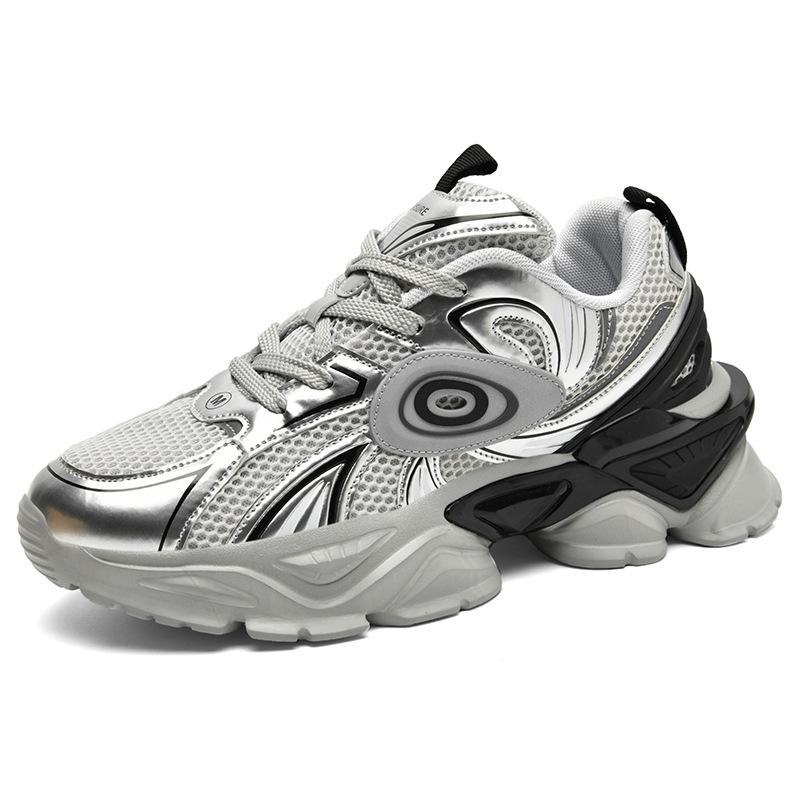 

Повітропроникне чоловіче спортивне повсякденне взуття Turbine з підвищеною платформою татусового розміру, літнє дихаюче взуття 39 срібний