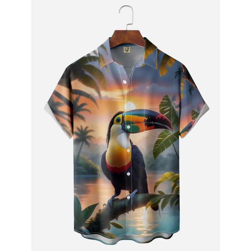 Hawaii Men's Shirt 3D Print Funny Cartoon Animal Short-sleeved Tops Summer Casual Men's Clothes Street fashion shirt for boys