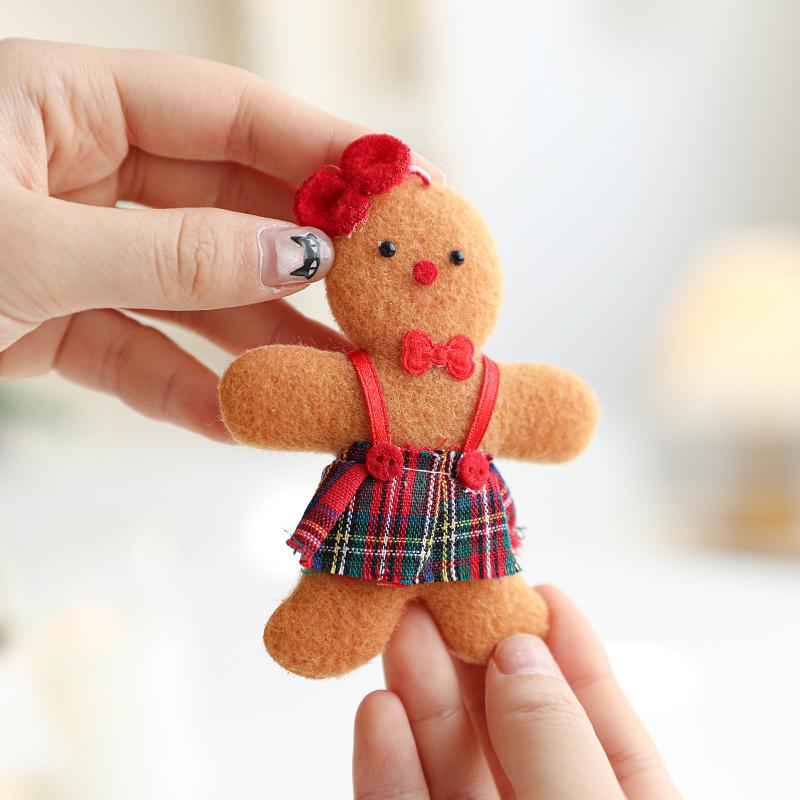 1/3/6Pcs Christmas Fuzzy Gingerbread Man Doll Xmas Tree Pendants  Year Kids Gift Hanging Ornaments Christmas Decorations For