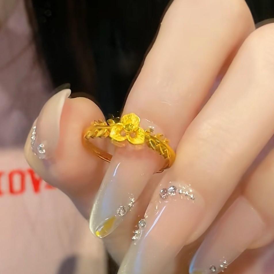 

Gold Fairy Three-Leaf Flower Ring: Elegant and Chic Spring/Summer Jewelry, Perfect Birthday Gift Adjustable Open Ring