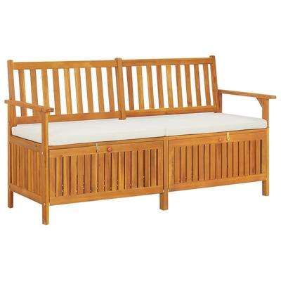Vidaxl Bench With Storage And Cushion, 148 Cm, Acacia Wood