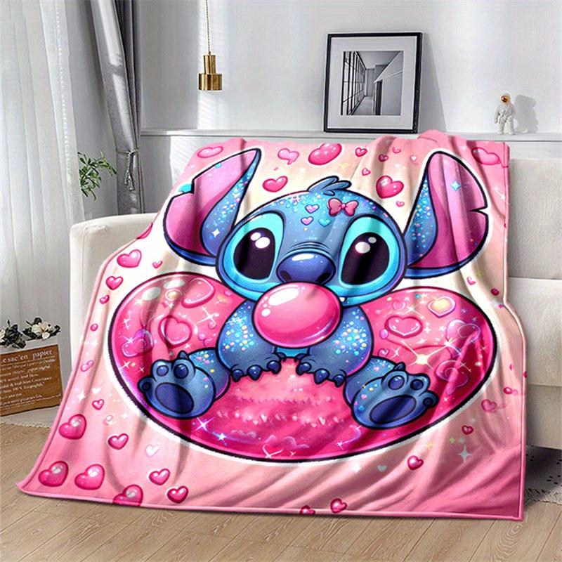 

1pc Cute Stitch Print Blanket, Cute Cartoon Design, Living Room Home Decoration Sofa Travel Soft and Cozy 130cmx150cm