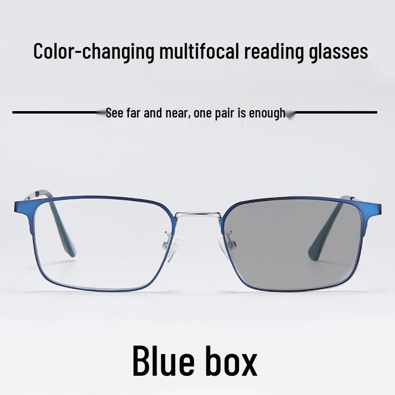 Premium Photochromic Progressive Multifocal Reading Glasses with Anti-Blue Light, UV Protection, and Pure Titanium Frames