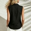 Sleeveless Button Down Blouse Womens Collared Neck Lightweight Relaxed Fit Shirt Casual Summer Top