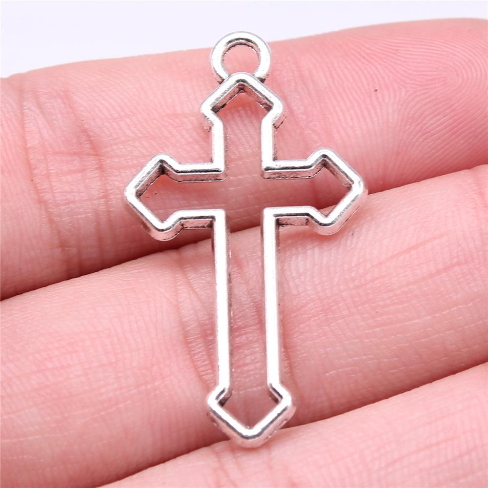 10pcs Charms Cross Antique Silver Color Jesus Cross Pendant Charms Nail Cross Charms For Jewelry Making