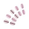 24 Pcs Short Square Press On Nail Purple Acrylic False Nail Glittering Artificial Nail Flowers Stick on Nail for Party
