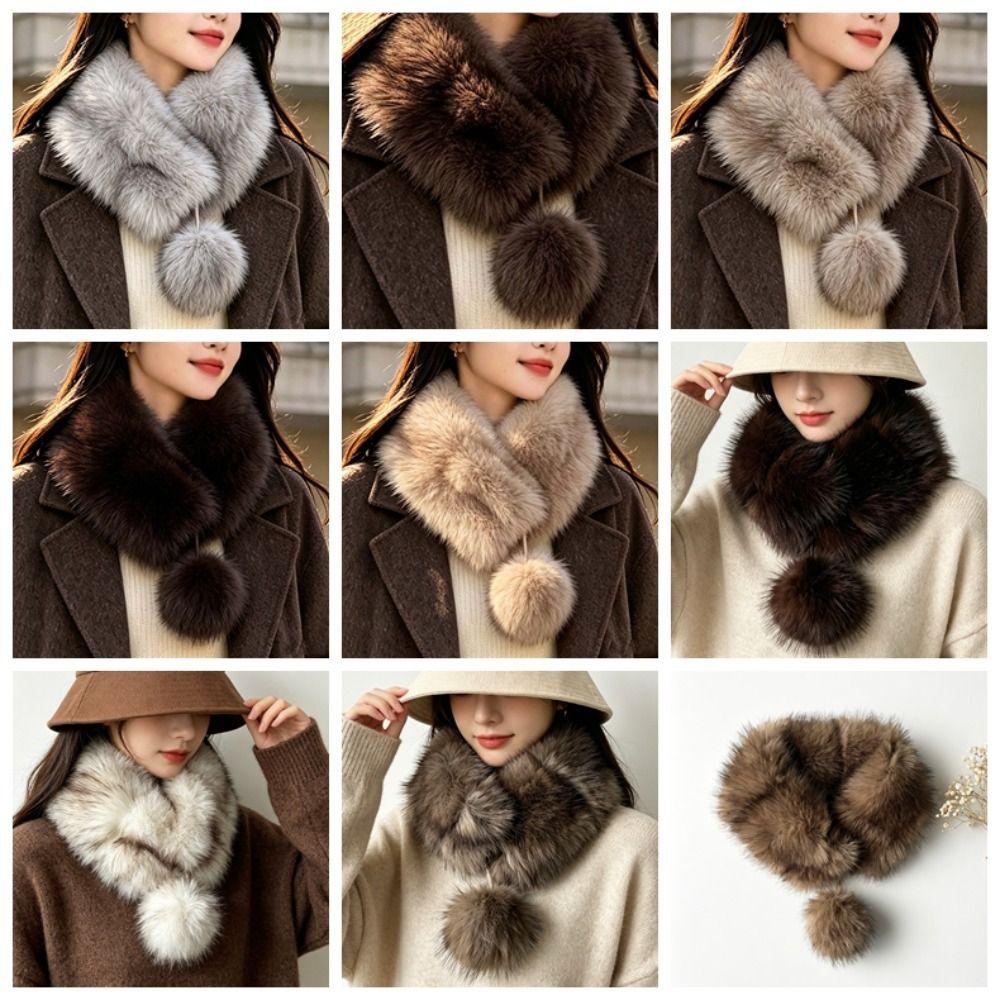 Thick Magnetic Fur Scarf Windproof Fluffy Collar Wrap Winter Pom Scarf Shopping Outfits