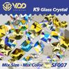VDD K9 Glas Kristall Strasssteine: Gemischte Formen & Größen, Handgenäht, Hochwertige DIY-Kleidungsdekorationen, Knöpfe mit flacher Rückseite.