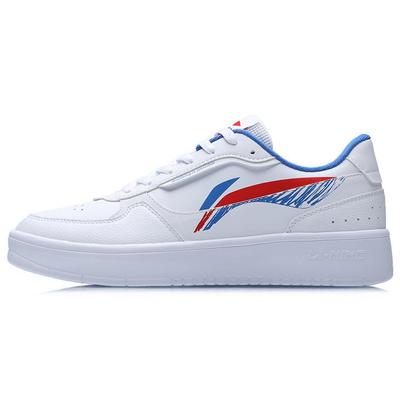 Li Ning Duda Synthetic Leather Coverage Slip Resistant Waterproof Low Top Skateboard Shoes Men's White Red Blue AGCR197-1