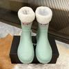 Winter Preppy Style Women's Fleece-Lined Rain Boots Anti-Slip Rubber Shoes Fashionable Outer Wear Adult Beautiful Waterproof