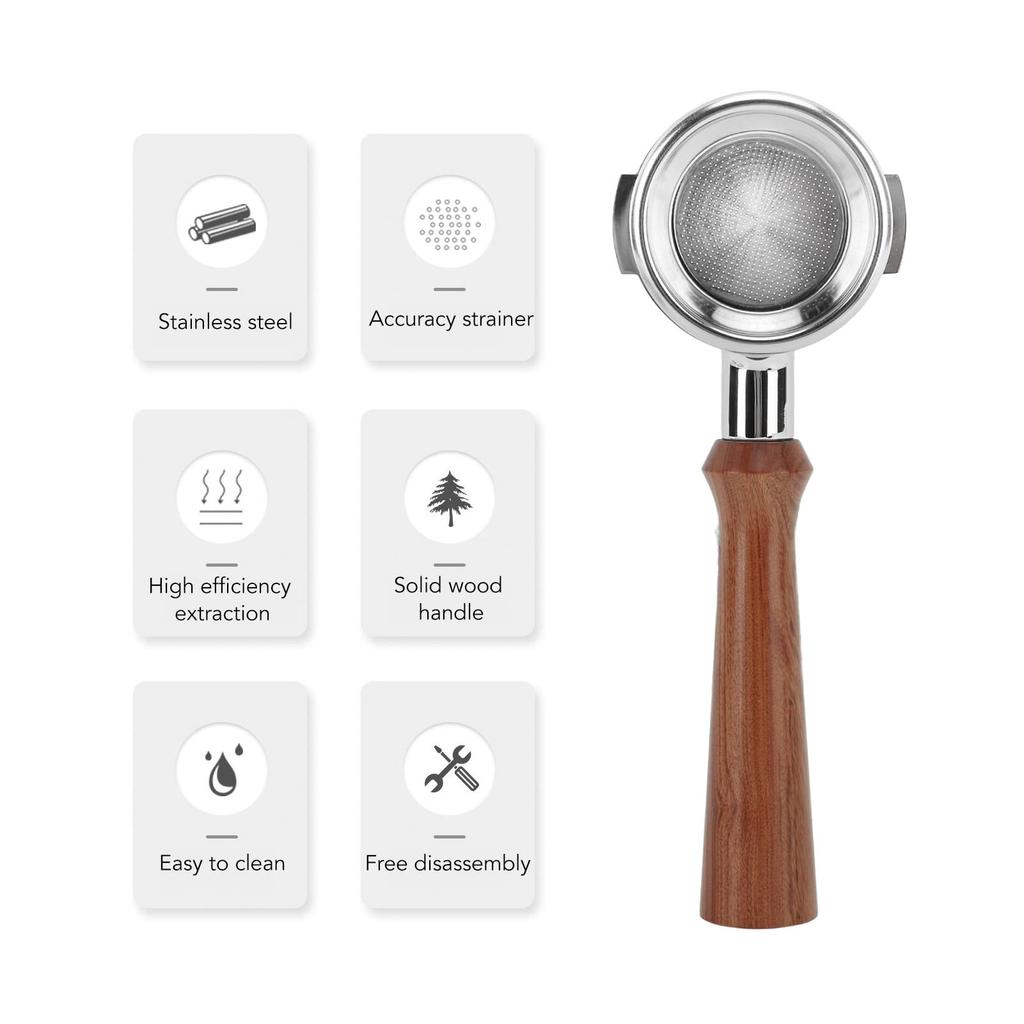 58mm Coffee Bottomless Portafilter for E61 Group Espresso Machine, Wide Compatibility, Observation Design, Aluminum Alloy Material, Easy to Use with I