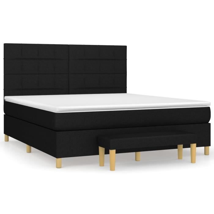 3137167 vidaXL Lit à sommier tapissier avec matelas Noir 160x200 cm Tissu