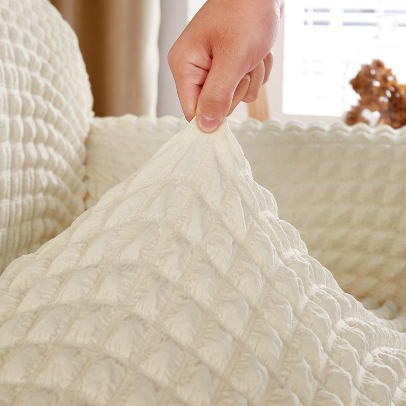 Seersucker Sofa Slipcover High Stretch Couch Cover Thick Corner Sofa Protector Elastic Corner Couch Covers
